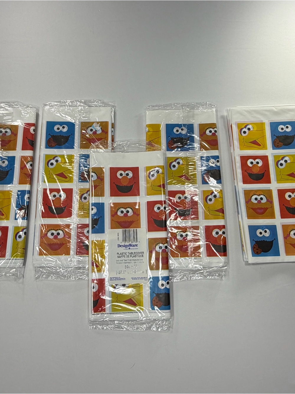 Vintage Sesame Street Plastic Tablecloth Lot of 5 Elmo Big Bird Cookie Monster
